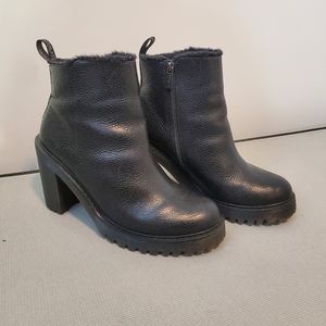 Dr. Martens Magdalena heeled fur lined chelase boots.